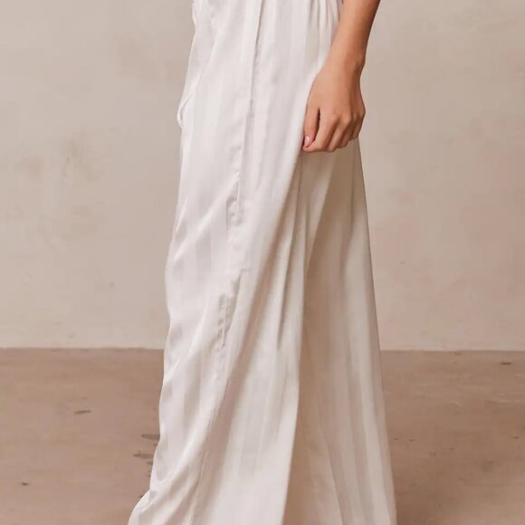 Lounge Striped Satin Pajama Set in "Pearl" - Picture 13 of 16